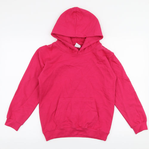 Just Hoods Girls Pink  Cotton Pullover Hoodie Size 9-10 Years  Pullover