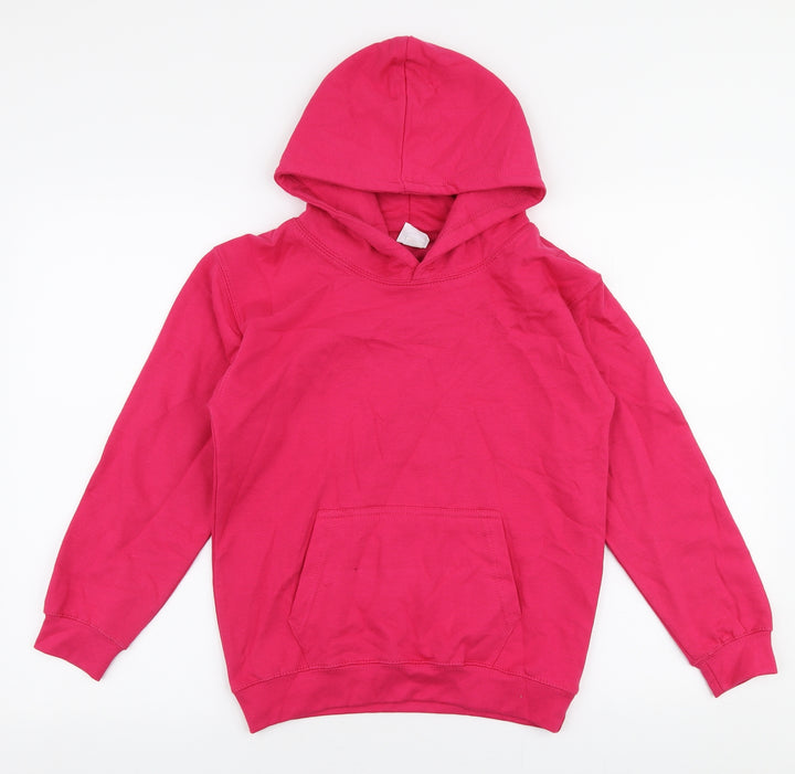 Just Hoods Girls Pink Cotton Pullover Hoodie Size 9-10 Years Pullover