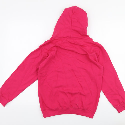 Just Hoods Girls Pink  Cotton Pullover Hoodie Size 9-10 Years  Pullover