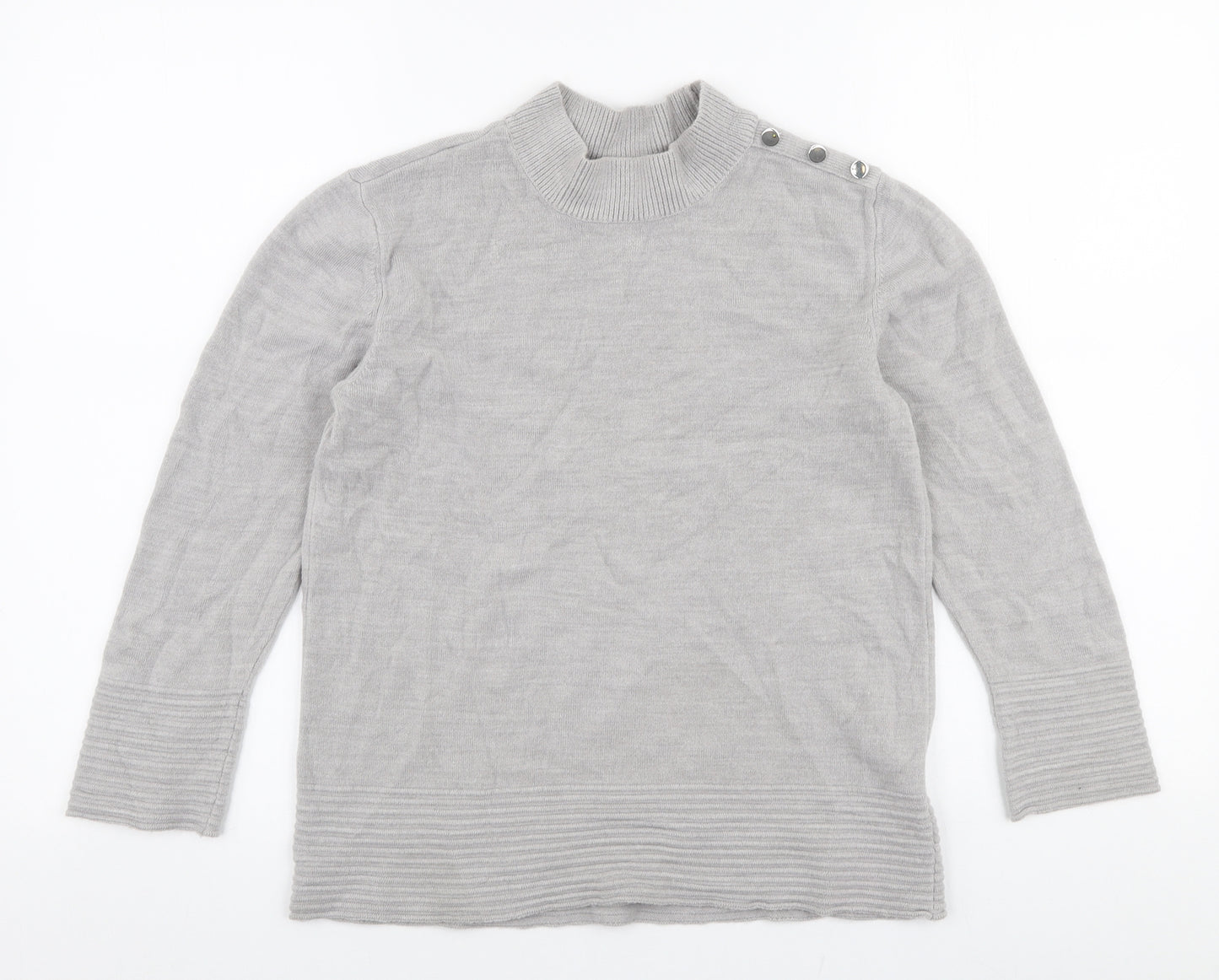 Marks and Spencer Womens Grey High Neck  Acrylic Pullover Jumper Size 12