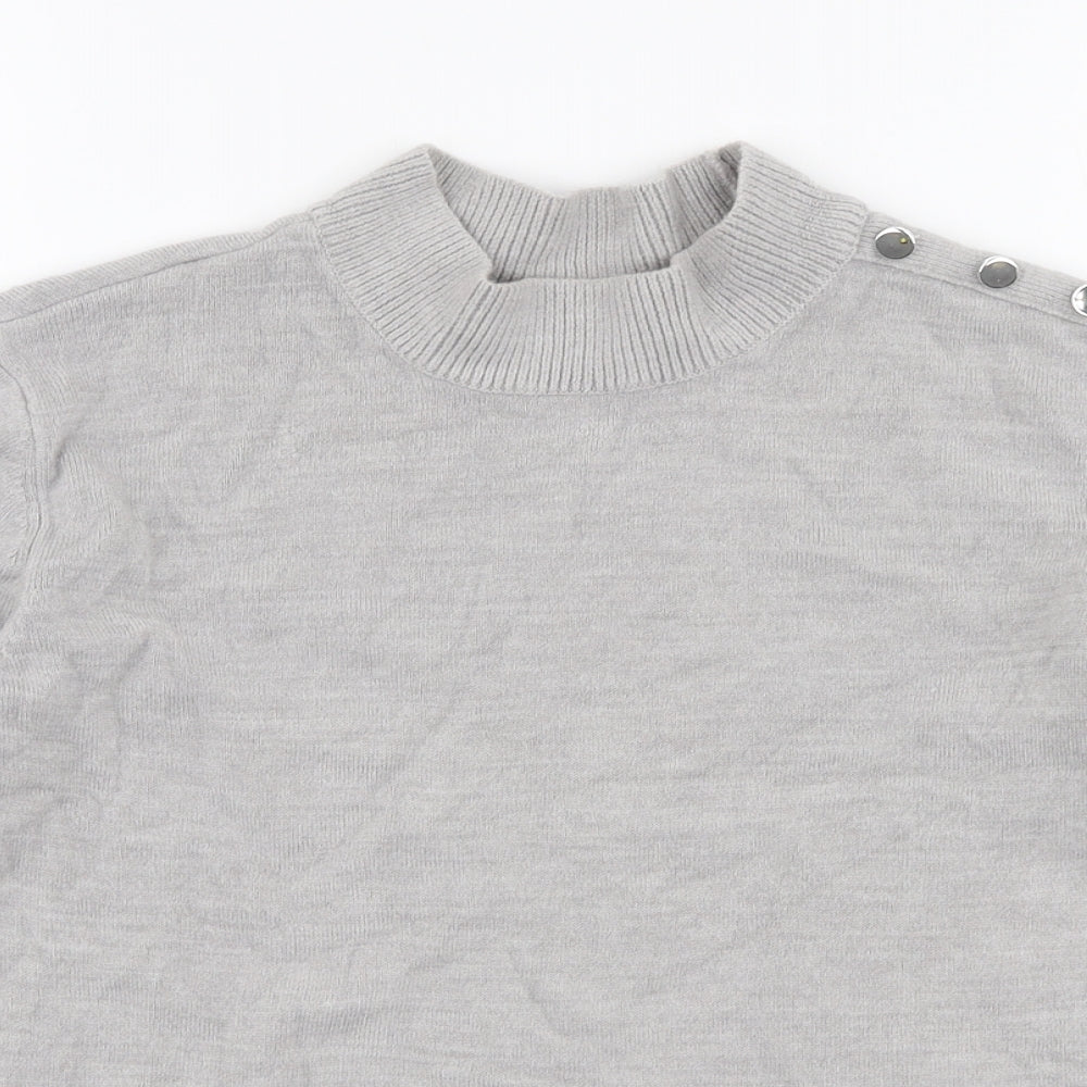 Marks and Spencer Womens Grey High Neck  Acrylic Pullover Jumper Size 12