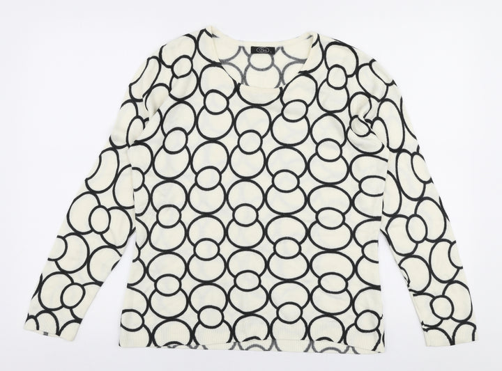 BM Womens Ivory Round Neck  Acrylic Pullover Jumper Size S