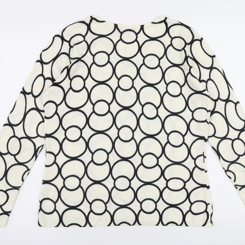BM Womens Ivory Round Neck  Acrylic Pullover Jumper Size S