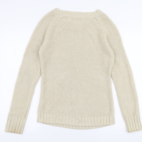 Key Largo Womens Beige Boat Neck  Acrylic Pullover Jumper Size M