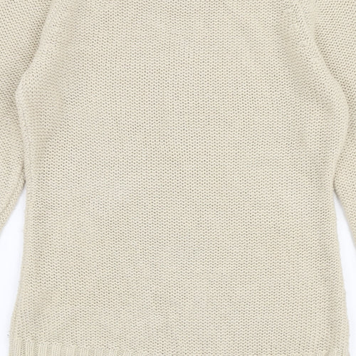 Key Largo Womens Beige Boat Neck  Acrylic Pullover Jumper Size M