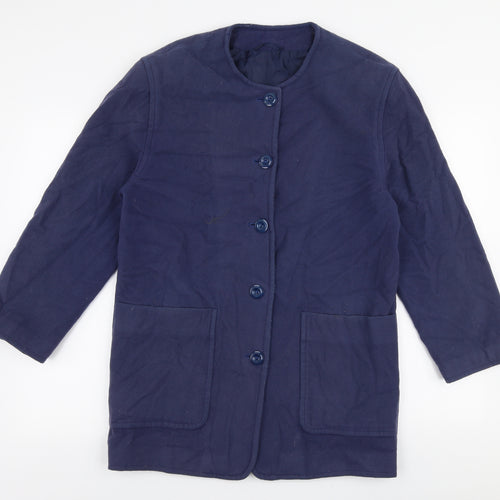 Preworn Womens Blue   Overcoat Coat Size 10  Button