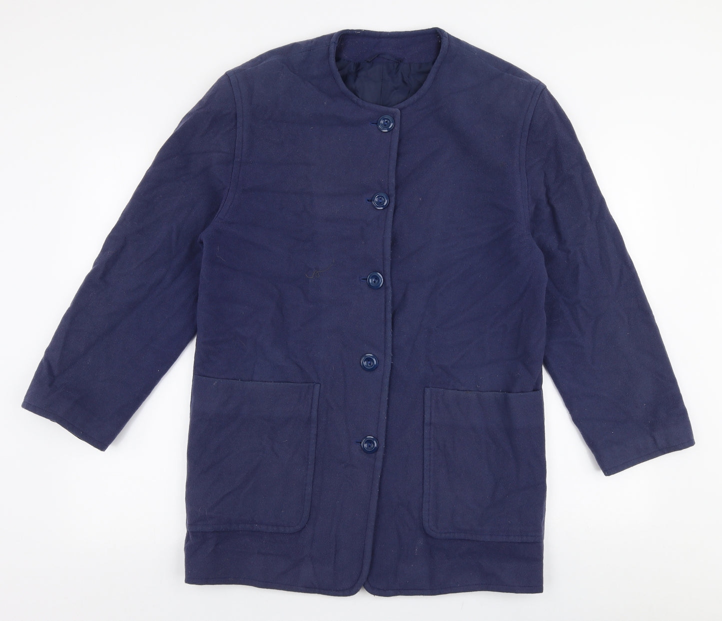 Preworn Womens Blue   Overcoat Coat Size 10  Button