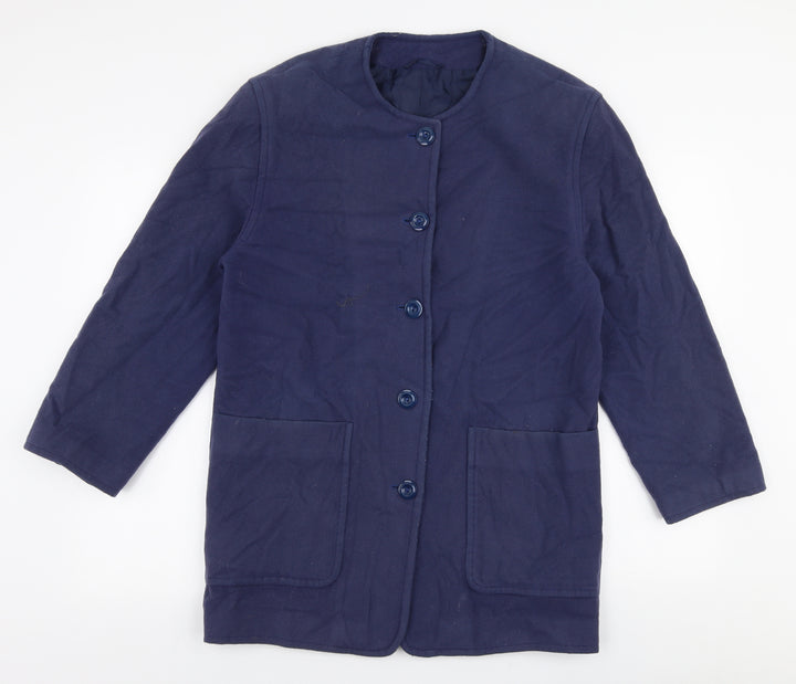Preworn Womens Blue   Overcoat Coat Size 10  Button