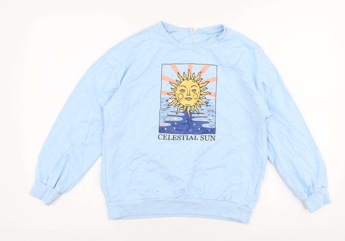 SheIn Girls Blue  100% Cotton Pullover Sweatshirt Size 11-12 Years  Pullover - Celestial sun