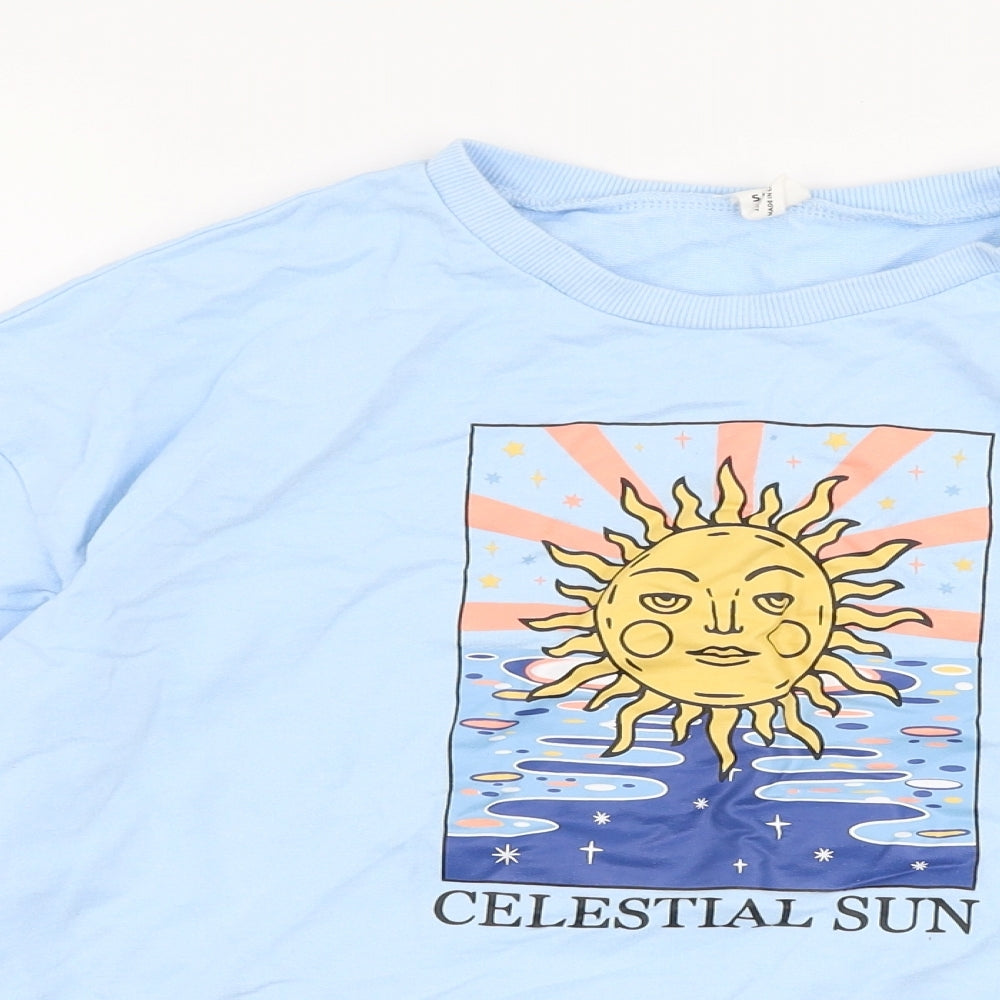 SheIn Girls Blue  100% Cotton Pullover Sweatshirt Size 11-12 Years  Pullover - Celestial sun