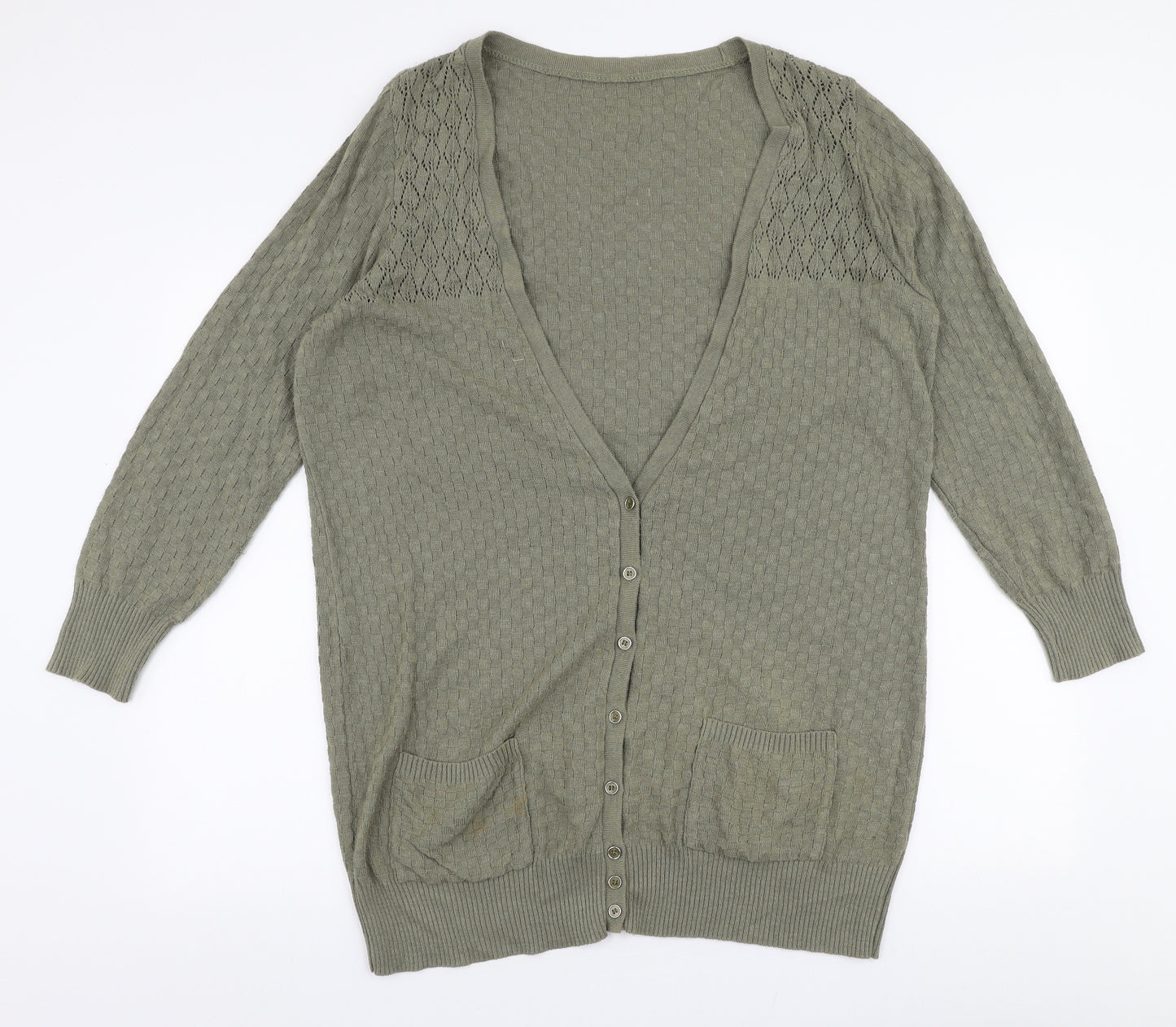 George Womens Green V-Neck  Cotton Cardigan Jumper Size 20