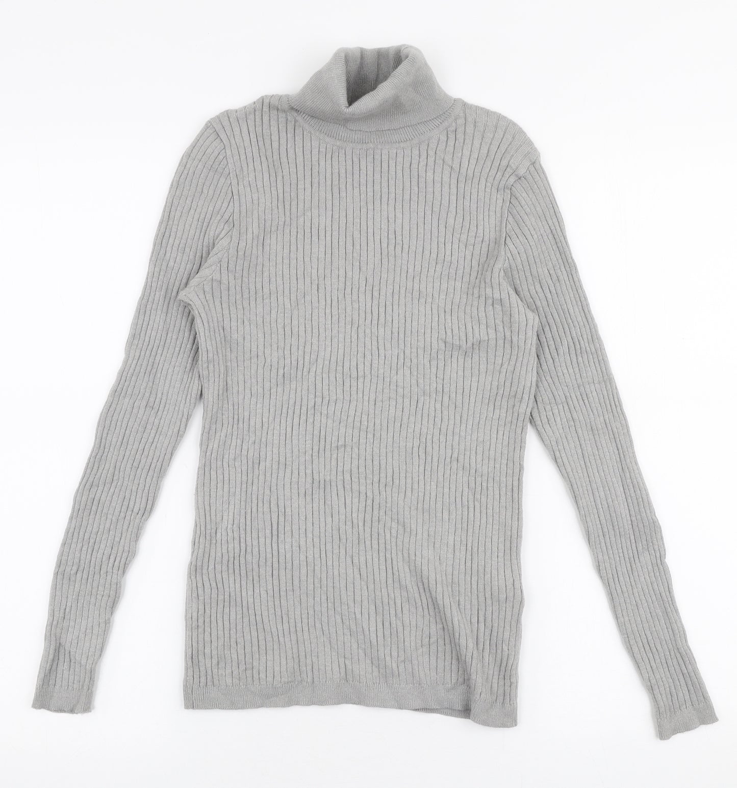 Primark Womens Grey Roll Neck  Viscose Pullover Jumper Size M