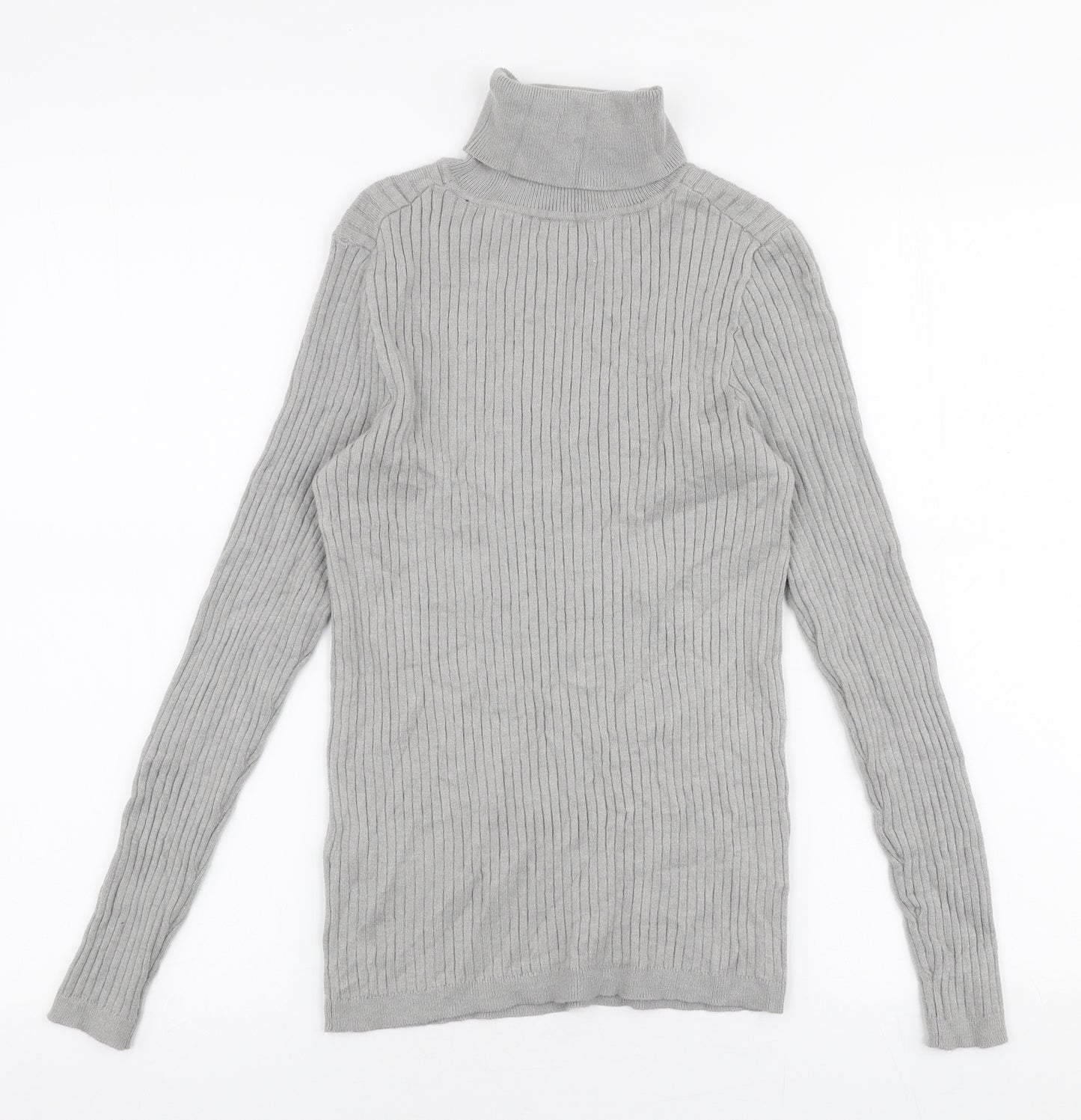 Primark Womens Grey Roll Neck  Viscose Pullover Jumper Size M