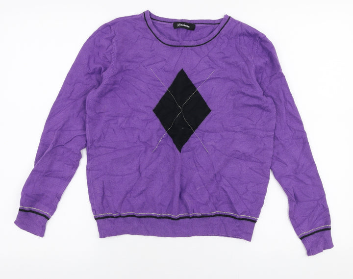 Kaleidoscope Womens Purple Round Neck Viscose Pullover Jumper Size 12