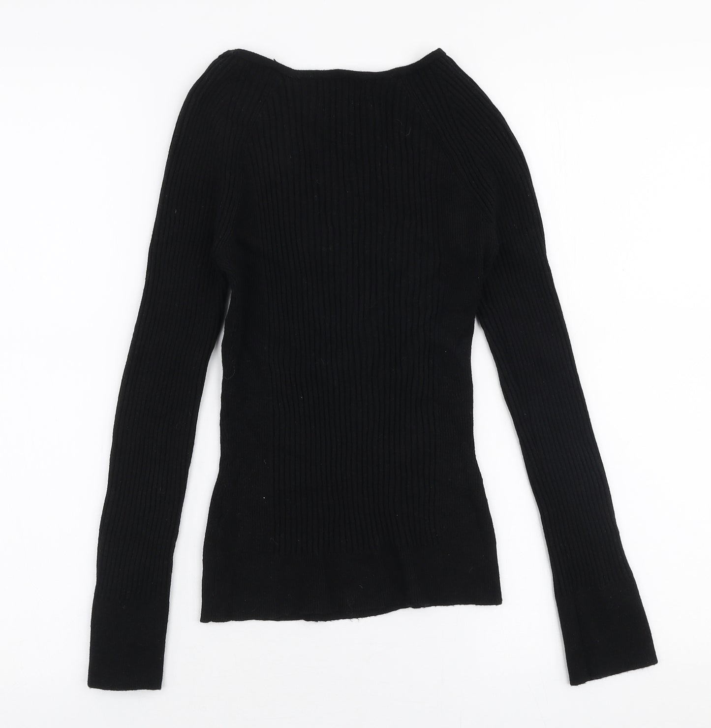 Primark Womens Black V-Neck  Viscose Pullover Jumper Size S