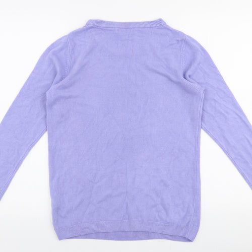 Charmance Womens Purple Round Neck  Polyester Pullover Jumper Size M
