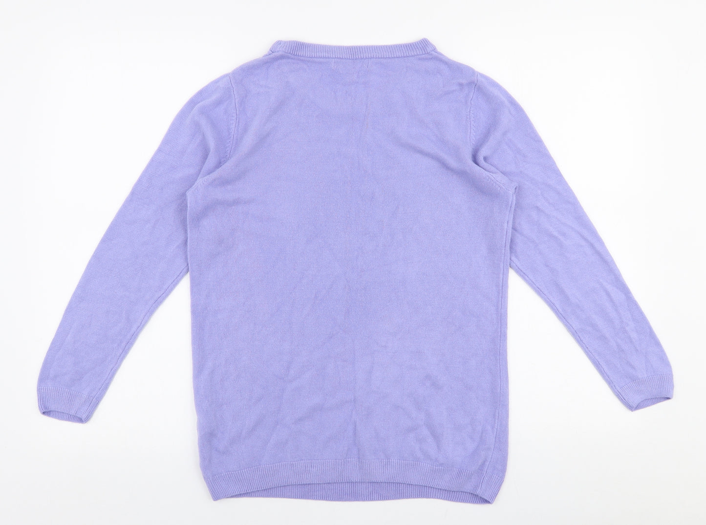 Charmance Womens Purple Round Neck  Polyester Pullover Jumper Size M