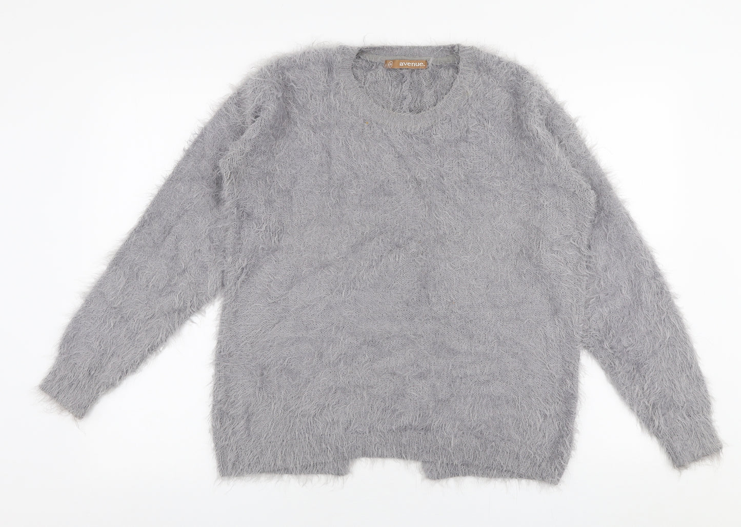 Avenue Womens Grey Round Neck  Polyamide Pullover Jumper Size 14