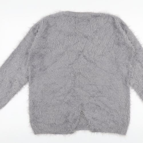 Avenue Womens Grey Round Neck  Polyamide Pullover Jumper Size 14
