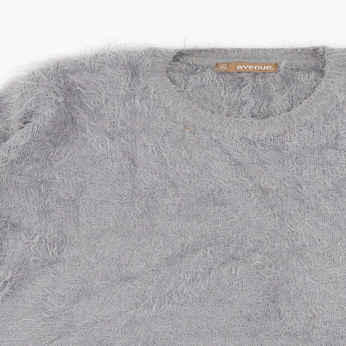 Avenue Womens Grey Round Neck  Polyamide Pullover Jumper Size 14