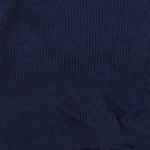 SheIn Womens Blue V-Neck  Acrylic Pullover Jumper Size XL