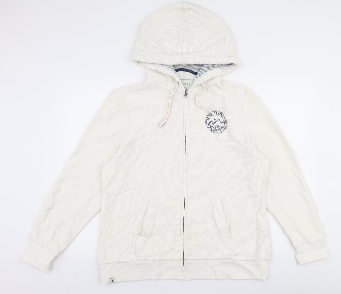Brakeburn Womens Ivory  Cotton Full Zip Hoodie Size 16  Zip