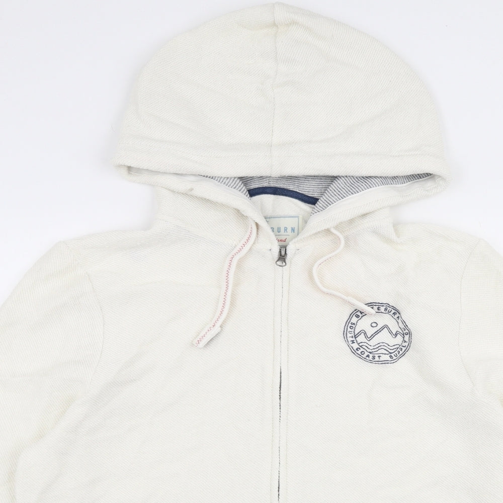 Brakeburn Womens Ivory  Cotton Full Zip Hoodie Size 16  Zip