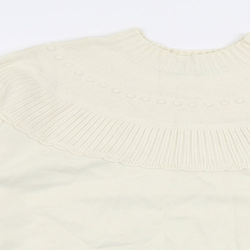 Zara Womens Ivory High Neck  Cotton Pullover Jumper Size S
