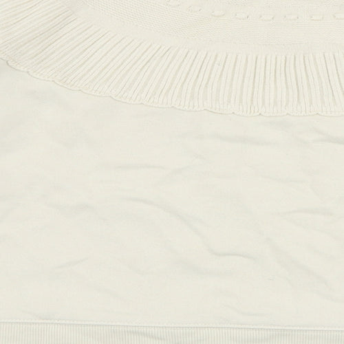 Zara Womens Ivory High Neck  Cotton Pullover Jumper Size S