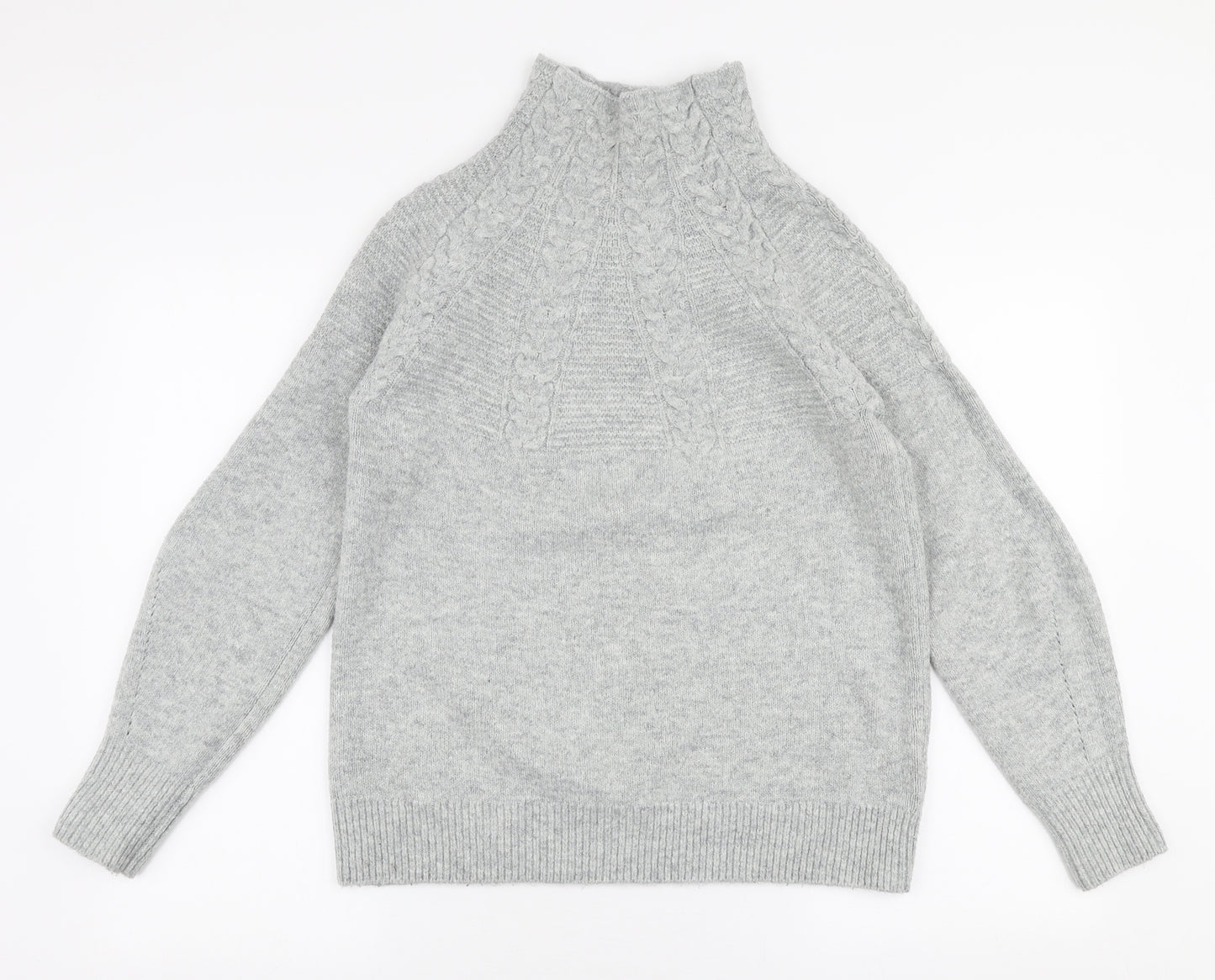 Topshop Womens Grey High Neck  Acrylic Pullover Jumper Size XS