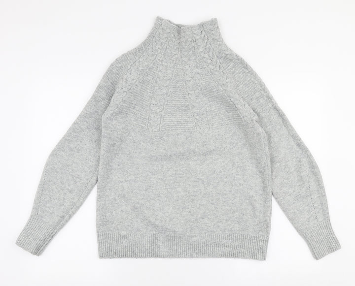 Topshop Womens Grey High Neck  Acrylic Pullover Jumper Size XS