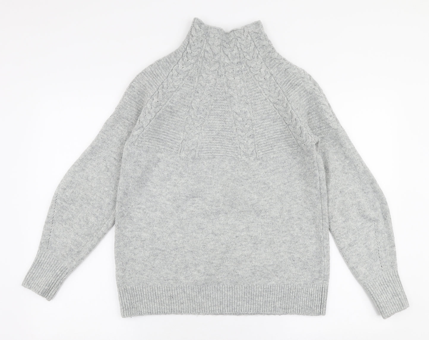 Topshop Womens Grey High Neck  Acrylic Pullover Jumper Size XS
