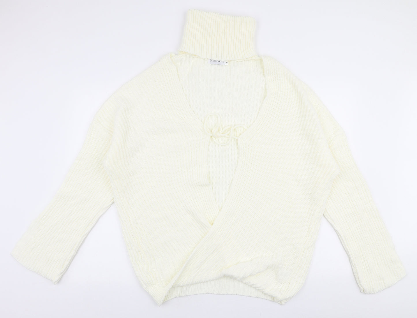 In the Style Womens Ivory Roll Neck  Acrylic Cardigan Jumper Size 8