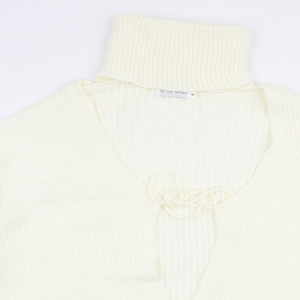 In the Style Womens Ivory Roll Neck  Acrylic Cardigan Jumper Size 8