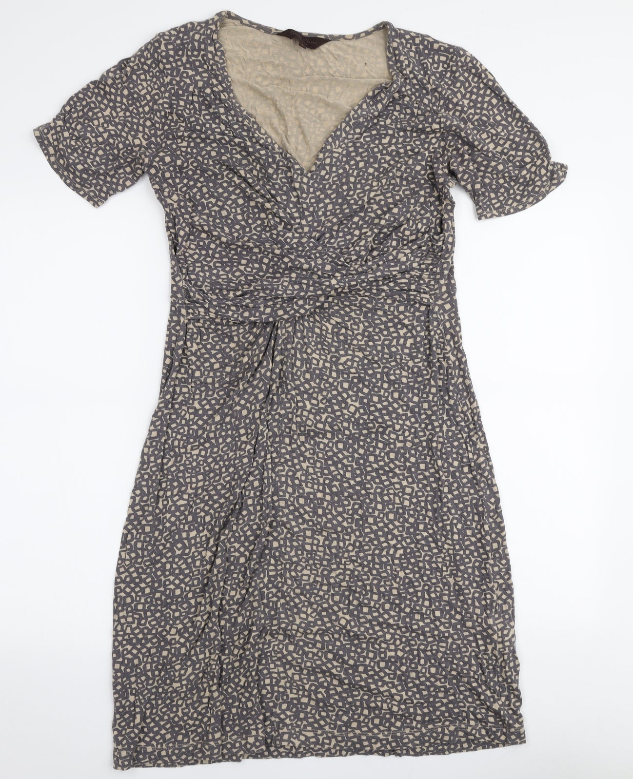 Great Plains Womens Brown Geometric Viscose A-Line  Size L  V-Neck Pullover