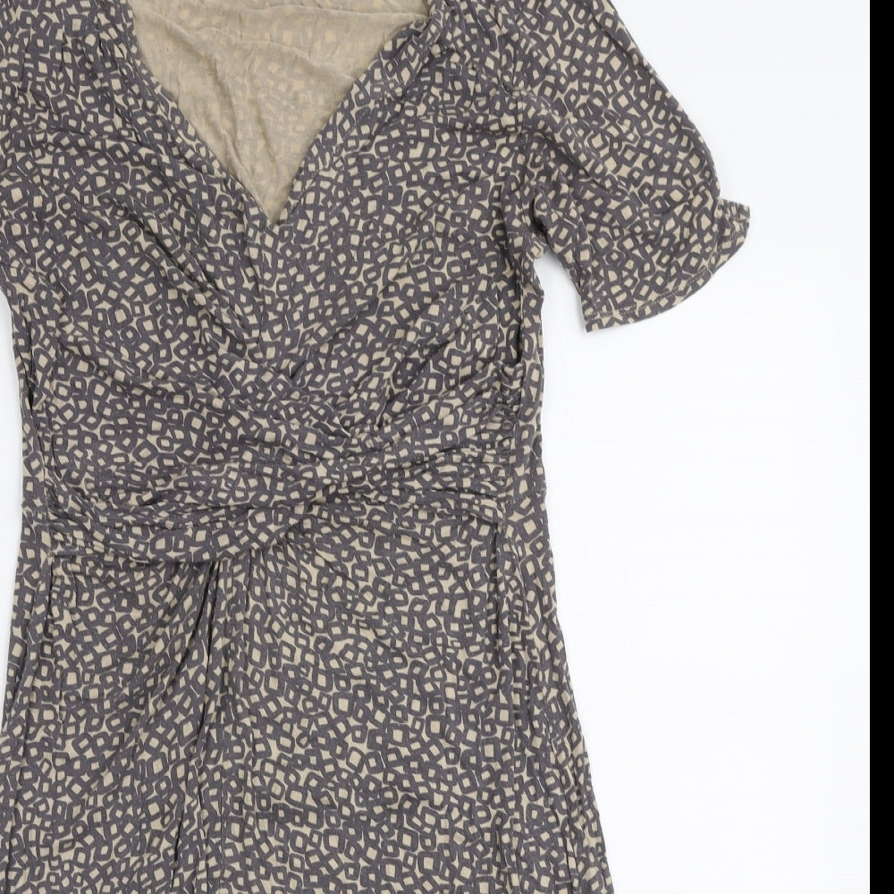 Great Plains Womens Brown Geometric Viscose A-Line  Size L  V-Neck Pullover