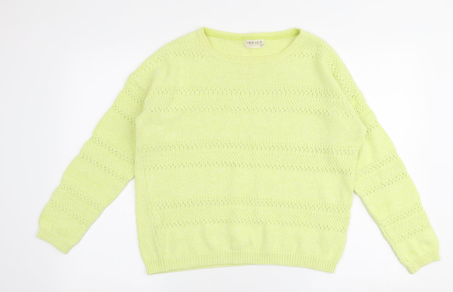 Marks and Spencer Womens Yellow Round Neck  100% Cotton Pullover Jumper Size 14