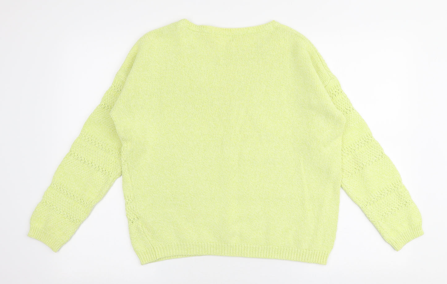 Marks and Spencer Womens Yellow Round Neck  100% Cotton Pullover Jumper Size 14