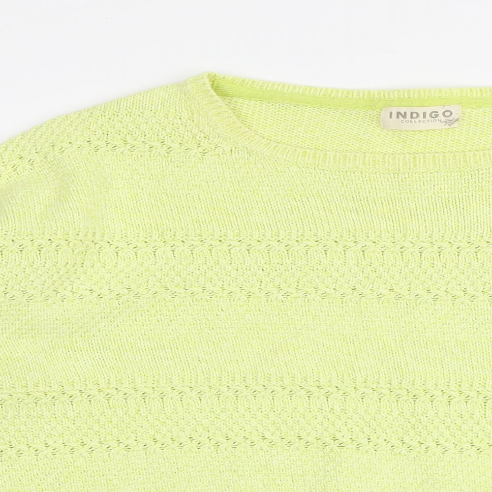 Marks and Spencer Womens Yellow Round Neck  100% Cotton Pullover Jumper Size 14