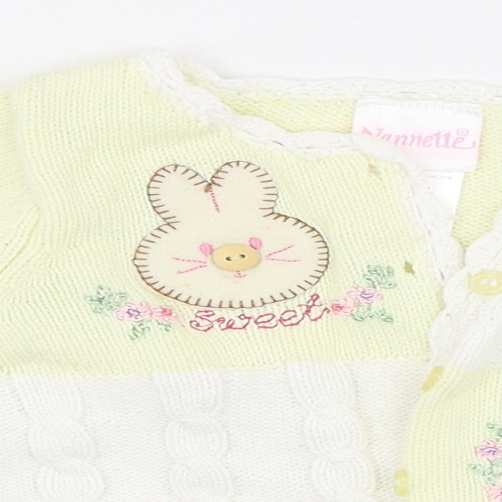 Nannette Girls Yellow  Polyester Cardigan Jumper Size 0-3 Months  Button