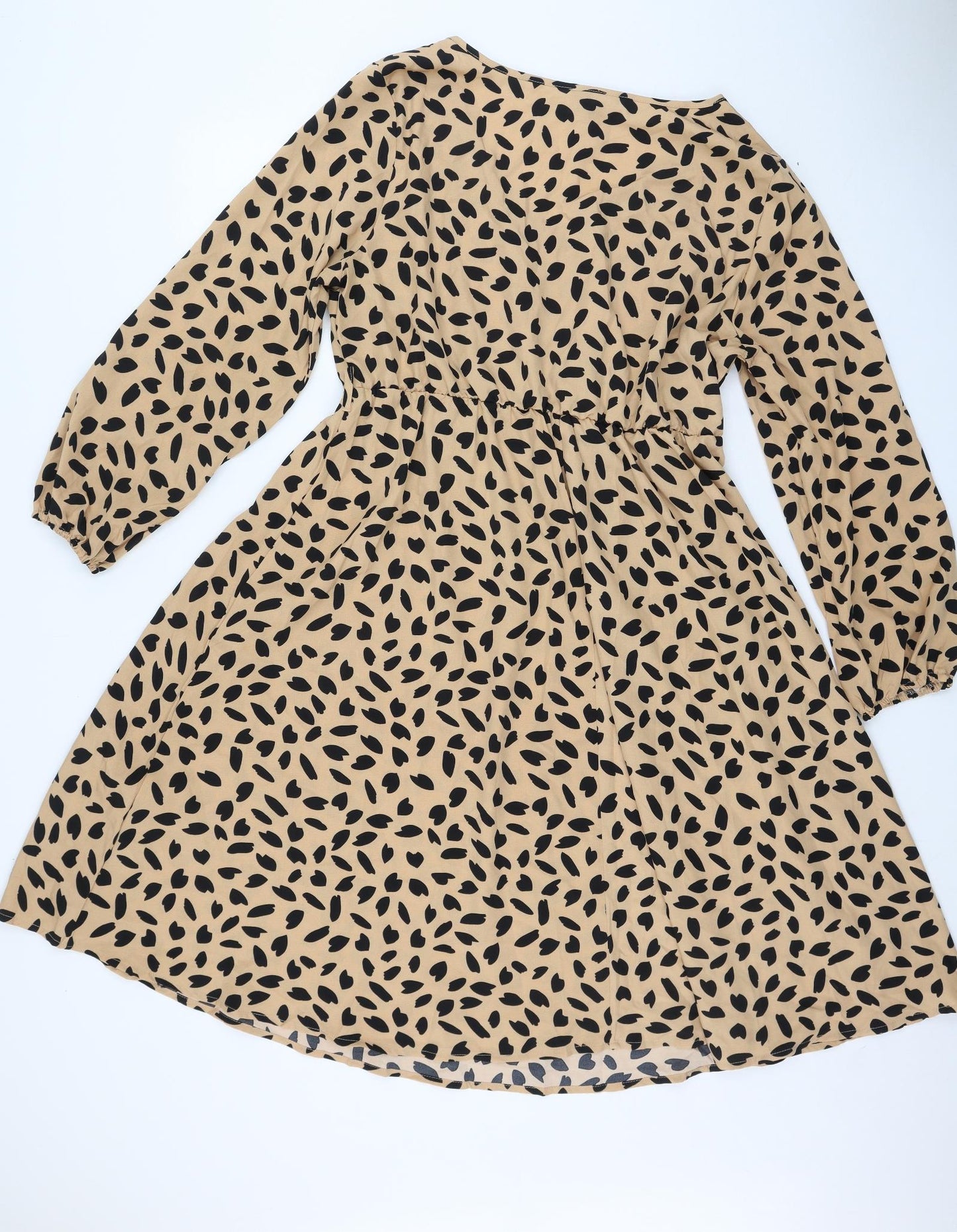 SheIn Womens Black Animal Print Polyester Fit & Flare  Size XL  Scoop Neck Button