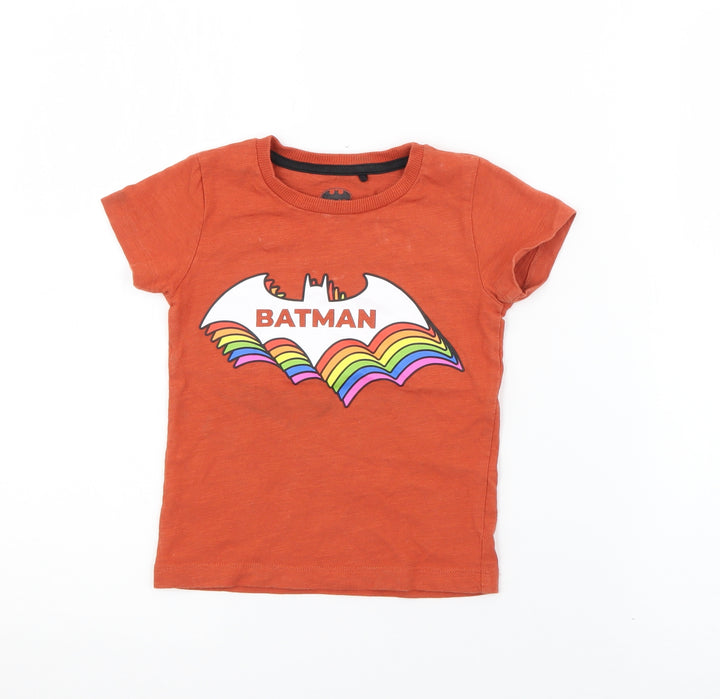NEXT Baby Orange Cotton Pullover T-Shirt Size 12-18 Months Crew Neck - Batman