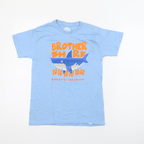 The Duck Company Boys Blue  Cotton Pullover T-Shirt Size M Crew Neck  - Shark