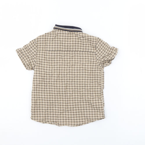 NEXT Boys Beige Plaid Cotton Pullover Polo Size 2-3 Years Collared Button
