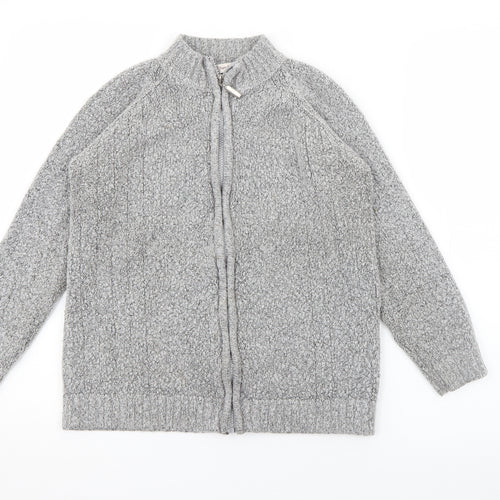 EWM Womens Grey High Neck  Acrylic Cardigan Jumper Size S
