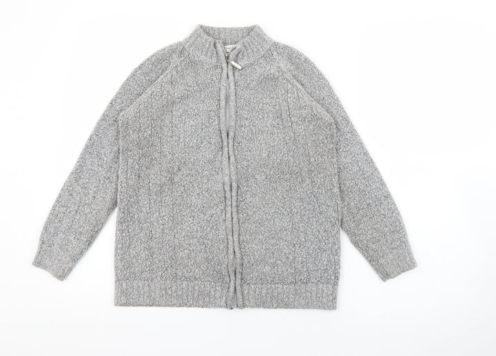 EWM Womens Grey High Neck  Acrylic Cardigan Jumper Size S