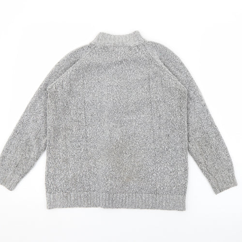 EWM Womens Grey High Neck  Acrylic Cardigan Jumper Size S
