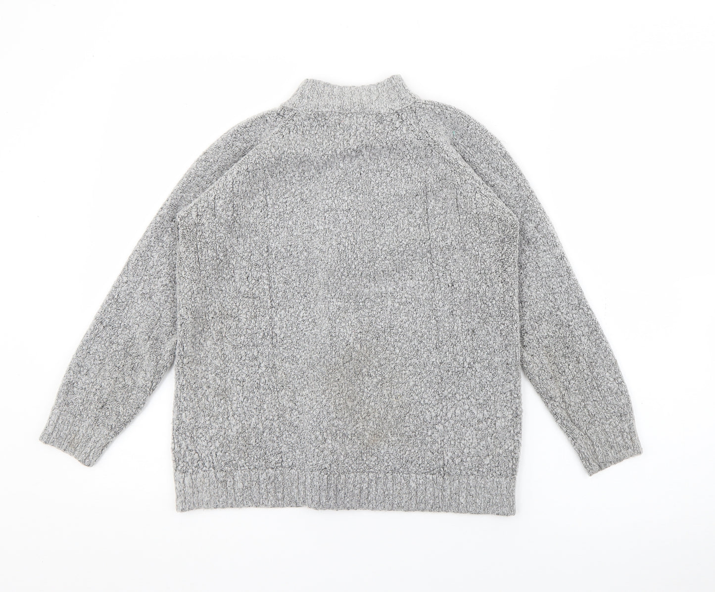 EWM Womens Grey High Neck  Acrylic Cardigan Jumper Size S