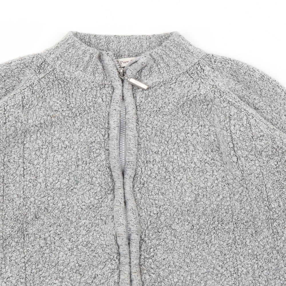 EWM Womens Grey High Neck  Acrylic Cardigan Jumper Size S