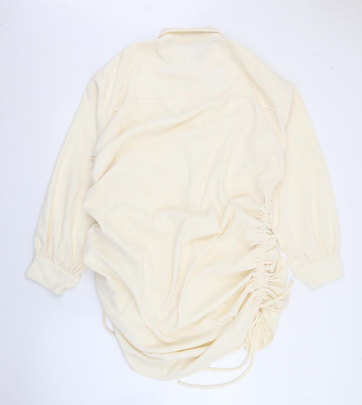 PRETTYLITTLETHING Womens Ivory  Polyester Shirt Dress  Size 14  Collared